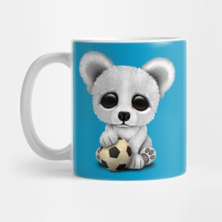 Cute Baby Polar Bear With Football Soccer Ball Mug